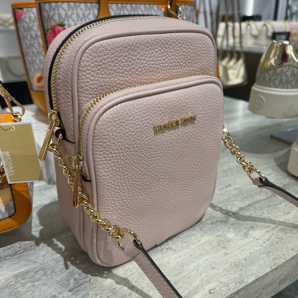 MICHAEL KORS JST Md Pebbled Leather NS Flight Chain Crossbody XBODY 
Powder
NWT - Picture 15 of 16